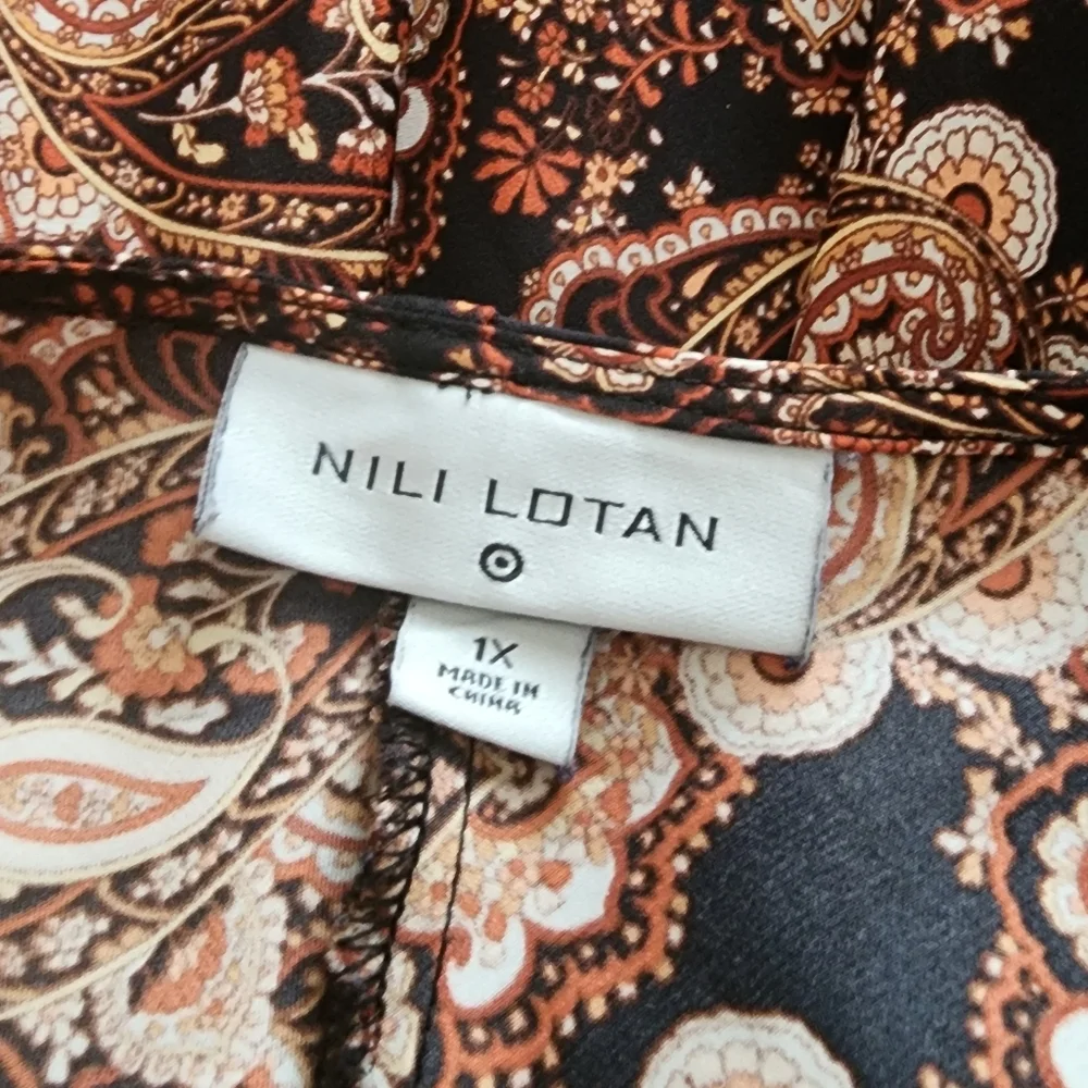 Nili Lotan Target Brown Paisley Spaghetti Strap Slip Dress Size 1X - Picture 8 of 10